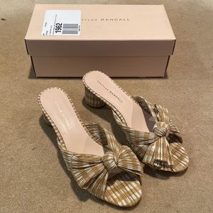 NWT Loeffler Randall Emilia Mustard Gingham Bow Heels Size 8.5